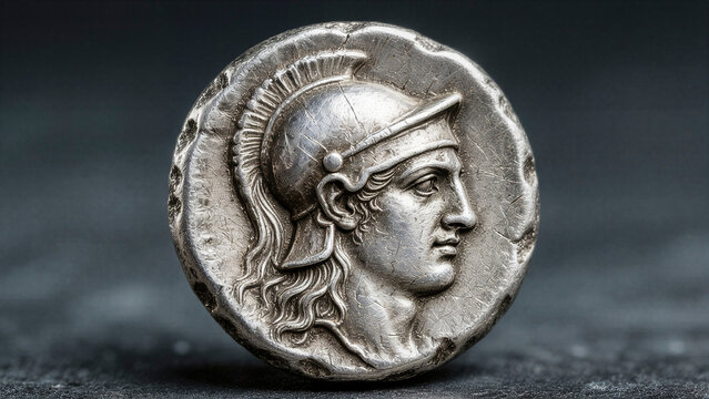 Roman silver denarius of Minerva with Corinthian helmet, suited for Republican Rome and goddess iconography.