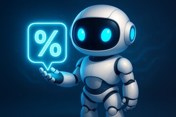 Fototapeta premium Robot is holding a sign that says 
