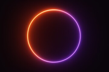 Obraz premium Glowing circle in a dark background. The circle is made up of different colors, including red, orange, and purple. The colors are bright and vibrant, creating a sense of energy and excitement