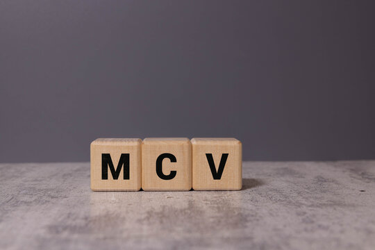 MCV - Mean Corpuscular Volume acronym, concept background.