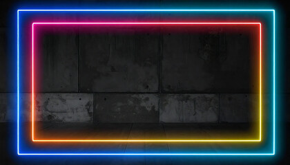Obraz premium ネオンカラー。フレーム。グレーの背景。Neon colors. Frame. Gray background.