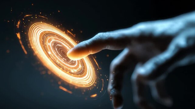 Interdimensional Portal at Fingertips: A single finger poised to activate a luminous, swirling portal, hinting at exploration and discovery, against a backdrop of mystery. 