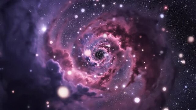 Abstract digital animation of a cosmic vortex with stars and nebulas