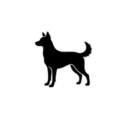 Wireframe Silhouette of a Dog with Colorful Dotted Lines on Black Background