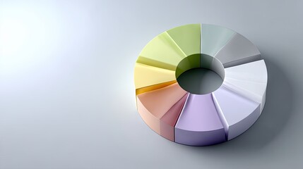 A colorful pie chart with multiple segments on a gray background, representing data visualization and business concepts.