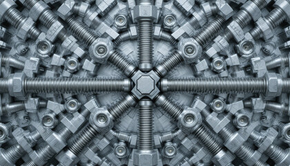 Bolts and nuts metal pattern industrial abstract