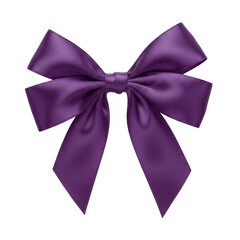 A Luxurious Deep Purple Bow Accent with a Textured Shimmering Surface Isolated on a Transparent Background