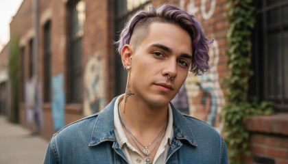 Portrait of a young man with individuality confidently looks for Gen Z marketing, youth lifestyle blogs, and advertising campaigns