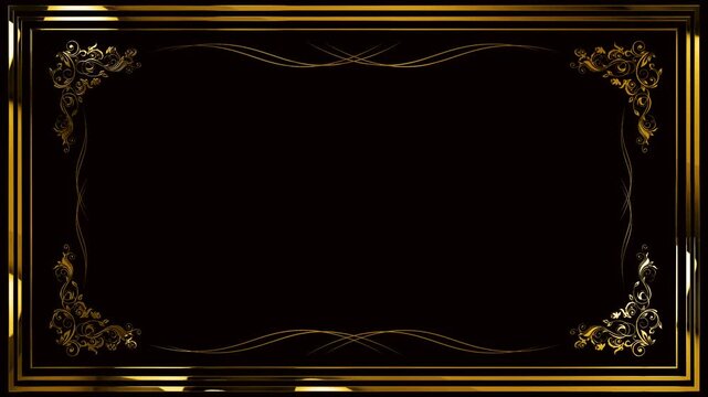 gold frame with floral ornament on the black background