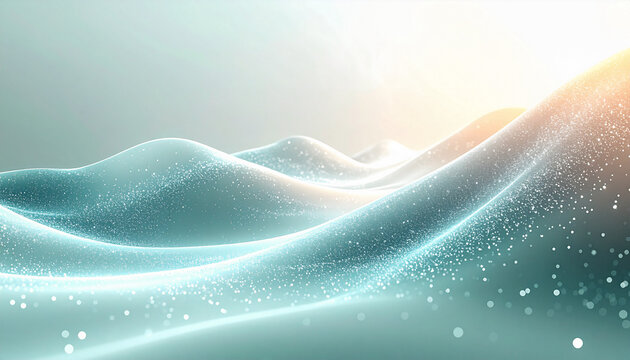 Luminous misty green particle wave motion