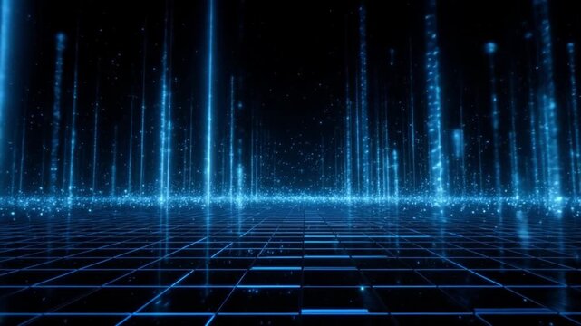 Digital Gridscape: A mesmerizing display of radiant lines and a grid, bathed in an ethereal light. Reflecting the complexities of modern digital world.