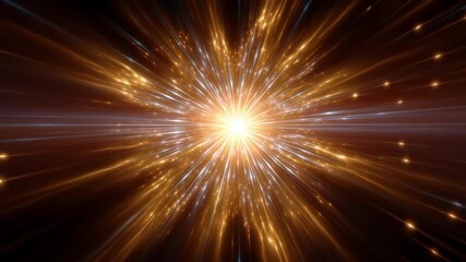 Golden light burst star radial light spark particle cosmic radiant explosion luminous rays glowing flare bright center streak motion trail energy - Powered by Adobe
