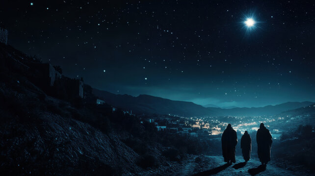 Three wise men and The Star of Bethlehem