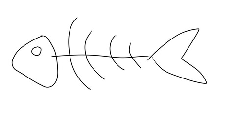 Obraz premium Hand drawing of a fish bone