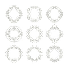 Elegant floral wreath frames and borders for invitations, cards, and decorative design projects with a timeless, natural aesthetic