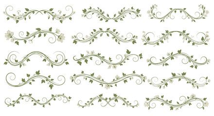 Elegant floral scroll dividers and decorative flourishes add a touch of vintage charm to invitations, stationery, and elegant designs.