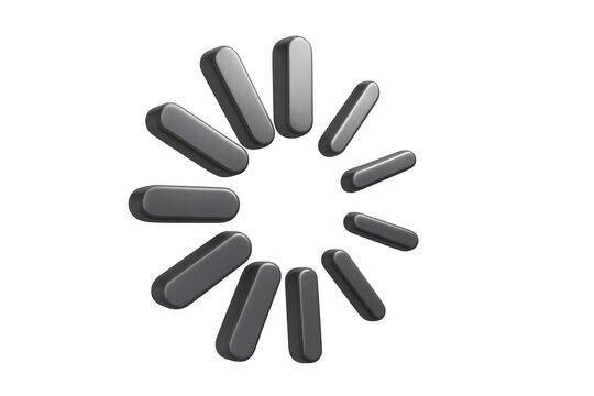 3d loading icon showing progress, waiting, and buffering status for digital applications, transparent background