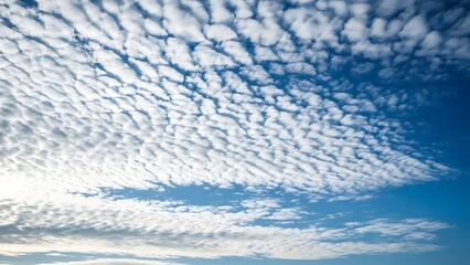 Altocumulus clouds forming a mackerel sky pattern against a deep blue sky