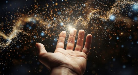 Reaching Hand in Cosmic Embrace - A Celestial Connection.