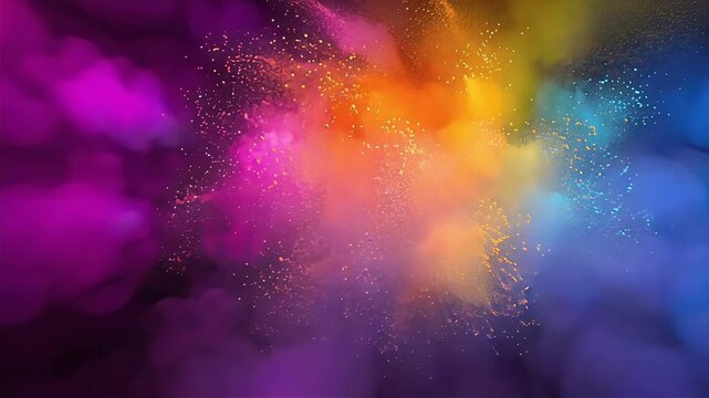 Colorful powder explode on black background happy holi day video looping background