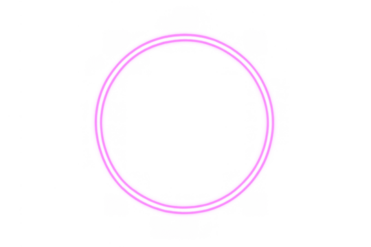 Pink neon glowing light circle futuristic frame on transparent background for advertising design