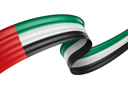 Stunning flowing ribbon showcasing the United Arab Emirates flag with patriotic elegance and national pride celebration