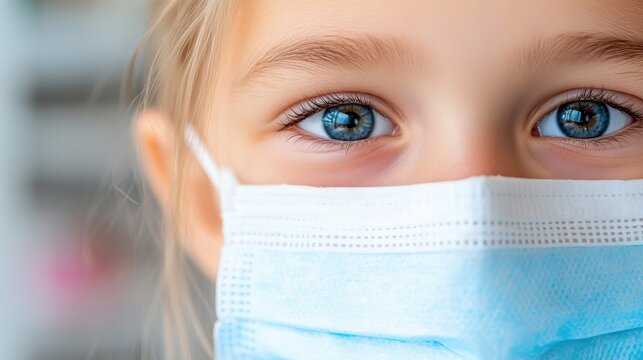 Businesswoman in a face mask promotes health and safety in the office
