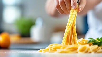 Passion for pasta flows as chef serves fresh creation in bustling kitchen