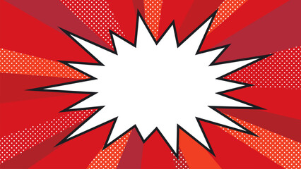 ギザギザ吹き出しとサンバースト背景/レッド