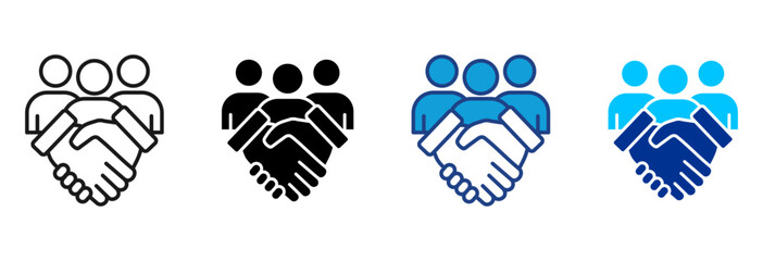 Team Celebration Icon Set Multiple Style Vector Illustration