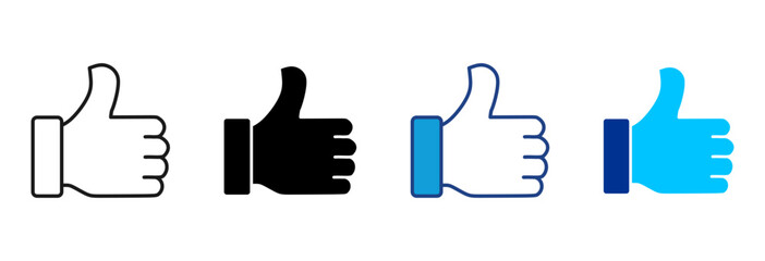 Thumbs Up Icon Set Multiple Style Vector Illustration