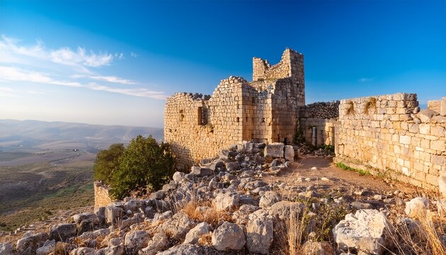castle ruins on golan heights by israel syria border