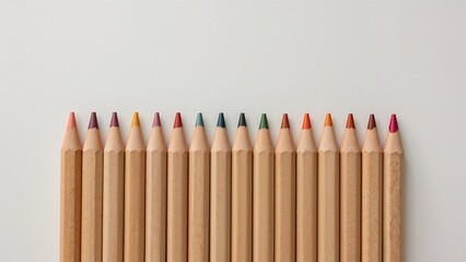 Fototapeta premium Colorful pencils lined up in a row.