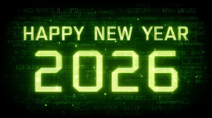 Fototapeta premium Digital countdown celebration virtual space graphic design futuristic environment close-up view new year 2026 concept