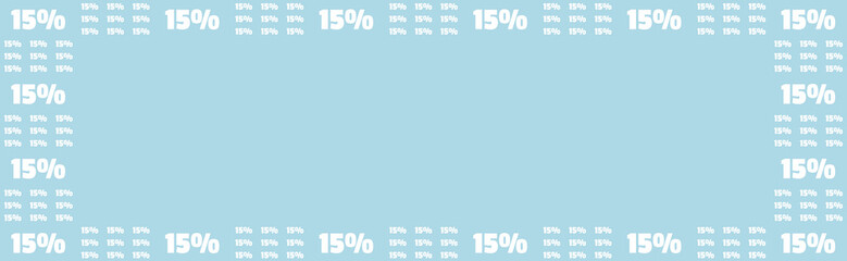 Obraz premium Modern Light Blue Background with White 15 Percent Text Pattern Border for Sale and Discount Promotions