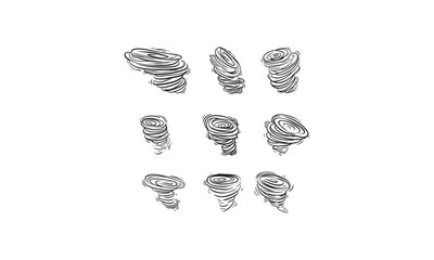 Hand-drawn Sketches of Whirlwinds or Tornadoes