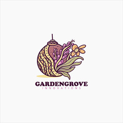 hand drawn garden logo vintage style vector