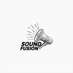 Vintage Megaphone logo design. Hand speaker portable logo