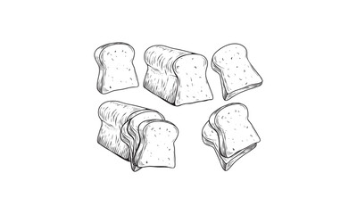 Toast slices sketch. Bread engraving in hand drawn style