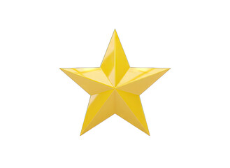 A Gleaming Golden Five Pointed Star Renders with Detailed Facets and Reflective Surfaces Against a Black Background Isolated