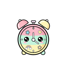 Cute pastel kawaii alarm clock illustration
