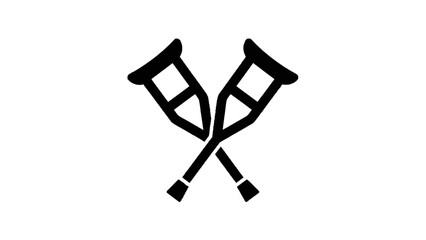 Vector illustration&nbsp;of black and white icon graphic of two crossed underarm crutches isolated on transparent background
