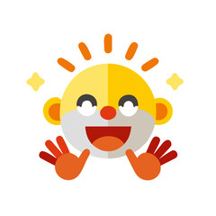 Excited cartoon baby face with a happy smiling expression
