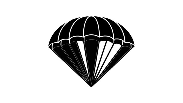 Vector illustration&nbsp;of black and white silhouette icon of a deployed parachute isolated on transparent background
