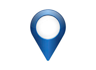 Blue Location Pin Icon with White Center Isolated on Transparent Background Graphic Design Element