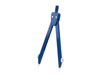 Blue Metal Compass Tool For Drawing Circles On Transparent Background With White Details On The Legs