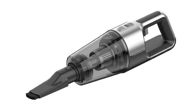 Modern cordless handheld vacuum cleaner with sleek design isolated on a black background