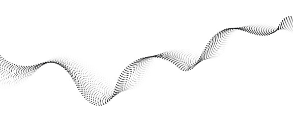 Flowing Dot Wave halftone gradient pattern on transparent background	
