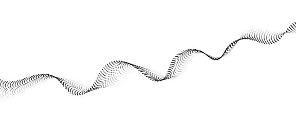 Flowing Dot Wave halftone gradient pattern on transparent background	