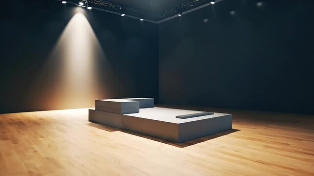 Minimalist Stage Platform Room with Spotlight On.